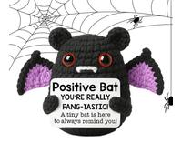 Crochet Positive Animals, Handmade Yarn Construction, 8 X 6 X 5 Cm, Inspirational Stuffed Animal, Work Desk Decor Plush, Removable Message Card, For Office And Shelf Accents