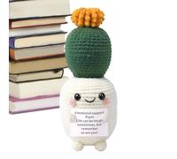 Crochet Positive Cactus,Handmade Positive Cactus Crochet Adorable Crochet Potted Plants Succulents, Funny Knitted Cactus Toy, Crochet Cactus Ornaments for Family, Coworkers, Friends