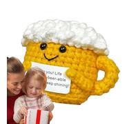 Crochet Positive Creations - Crochet Beer Decoration for the Desk Inspirational Doll for Home Decoration, for Children, Adults, Women, Men, Friends, Colleagues, School, Birthday and Wedding