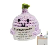 Crochet Positive Fruit - Onion Blueberry Bunny Crochet Decor,Small Crochet Decor Funny Cute Encouragement Doll, Cheer up Crochet Toy for Friends