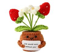 Crochet Potted Flowers | Handmade Emotional Support Plant | Artificial Flower Pot Hand Knitted Crochet giftss | Crochet Positive Flower Pot For Gifting And Desktop Decorations