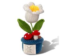 Crochet Potted Lily of The Valley Knitted Flowers: Handmade Knitted Flower for Decorations Car Dashboard Desk Decor