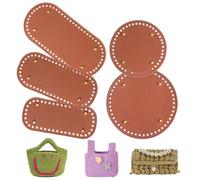 Crochet Pu Leather Bag Shapers, 5 Pcs Bottom Pads With Holes For Handbags, Purses & Totes, Round, Oval, Rectangle Sizes