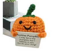 Crochet Pumpkin - Positive Support Crochet Pumpkin - Cartoon Knitting Doll with Card for Friend Youth Student Boy Girl Desktop Bookshelf Bedside Table Studio