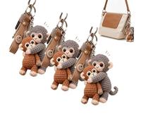 Crochet Punch The Monkey Keychain,Handmade Monkey-Hug Keychain, Suitable For Carrying On A Backpack, Handbag, Or Car Keys (3pcs)