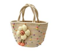Crochet Purse, Flower Design Woven Beach Pouch, Knit Purse, Women's Handbag | Flower Woven Design, Lightweight Carrying Pouch, Crochet Handbag, for Women Girls Daily Commute Shopping Outdoor Vacation