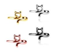 Crochet Ring - ShiningUU 4PCS Cat Ear Crochet Rings for Fingers | Adjustable Metal Tension Ring with Yarn Guide | Ergonomic Crochet Accessories for Knitting, Amigurumi DIY Crafts | Cute Crocheting Gif