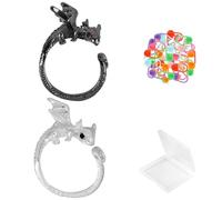 Crochet Rings,BENOSPACE 2pcs Dragon Crochet Rings with 20pcs Crochet Marker Clips Crochet Tension Ring for Fingers Adjustable Flying Dragon Finger Yarn Guide Ring Set for Crocheting Knitting with Box