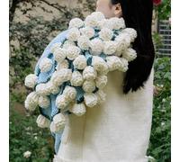 Crochet Rose Bouquet Blanket, Soft Flower Knitted Throw Blanket, Surprise Blue Handmade Knitted Floral Bed Throw, Valentines Day, Wedding, Anniversary, Birthday Gifts, Home Decor(Finished product)