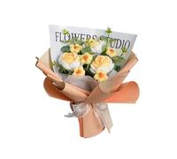 Crochet Rose Flowers Bouquets for Christmas, Mother Day,Artificial Flower Crochet Flowers with String Light and Bag
