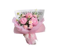 Crochet Rose Flowers Bouquets for Christmas, Mother Day,Artificial Flower Crochet Flowers with String Light and Bag