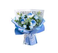 Crochet Rose Flowers Bouquets for Christmas, Mother Day,Artificial Flower Crochet Flowers with String Light and Bag