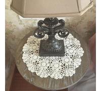 Crochet Round Small Tablecloth Vintage for Cotton Floral Decor 50cm/20inch Hollowout Handmade Lace Home Dining Cafe Restaurant (White)