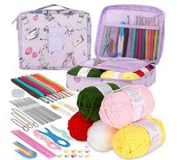 Crochet Set for Beginners, Knitting and Crochet Tool Set, 58 x Knitting Needles for Beginners, with Lace Crochet Hook, Yarn Ball, Soft Crochet Hook Wool Knitting Set