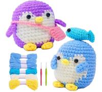 Crochet Set Penguin - Cuddly Toy Crochet Set for Beginners, Knitting Starter Kit, Complete Crochet Toy Set, Crochet Set for Beginners for Adults with Step-by-step Video Instructions for Craft Lovers