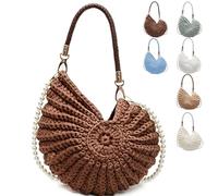 Crochet Shell Bag, Radiant Nautilus Shell Bags, Seashell Bag, Handmade Boho Shell Handbag Crossbody Shoulder Bag (Coffee)
