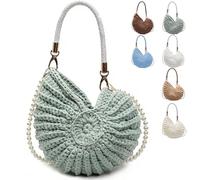 Crochet Shell Bag, Radiant Nautilus Shell Bags, Seashell Bag, Handmade Boho Shell Handbag Crossbody Shoulder Bag (Green)