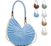 Crochet Shell Bag, Radiant Nautilus Shell Bags, Seashell Bag, Handmade Boho Shell Handbag Crossbody Shoulder Bag (Blue)