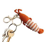 Crochet Shrimp Keychain - Handmade Knitted Key Ring, Cute And Unique Shrimp Design, Soft Yarn Material With Durable Metal Chain | Perfect For Bags, Keys, And | Fun Accessory For Lovers Han