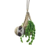 Crochet Sloth Car Ornament - Rearview Mirror Pendant, Cute Animal Hanging Decoration, Auto Interior Accessory Supply, Wool Knitted Toy, Bag Charm Gift, 13cm 5.1 Inch 1 Piece Set Handmade Beige Kit