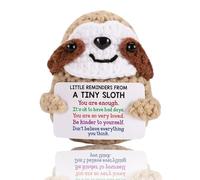 Crochet Sloth Gifts,Inspirational Positive Sloth Gift for Women,Emotional Support Animals,Knitted Motivational Plush,Cheer Up with Affirmation Card for Birthday Graduation Christmas Handmade Crocheted