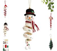 Crochet Snowman Spiral Ornament DIY Kit with Snowflakes and Beads Beginner Friendly, Guide Soft Yarn Craft Christmas Hanging Decor Holiday Tree Decor (Snowman)