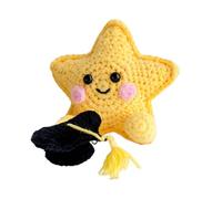 Crochet Star Doll - Handmade Yarn Design, Cute Character Shape, Soft Plush Texture, Compact Desk Display | Graduation Keepsake For Study Room Bedroom Shelf Or Car Decoration With Charming Decorative A