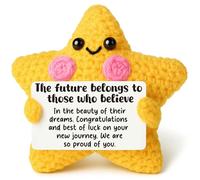 Crochet Star Graduation Gift, New Journey & Good Luck Keepsake, Congratulations Gift for Student, Motivational Desk Decor for New Job, Proud of You Son Daughter