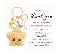 Crochet Star Keyring, Key Chains for Women, Handmade Crochet Keyring, Cute Star Keychain with Thank You Card, Kawaii Bag Charm for Keys, Backpacks, Purses, Yellow Gift for Birthday, Thanksgiving Day