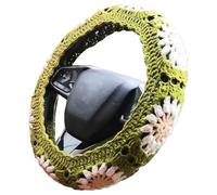 Crochet Steering Wheel Cover,Handmade Daisy Granny Squares Seat Belt Covers,Non-Slip Sweat-Absorbent Boho Car Interior Decor for 14-16" Vehicles, Sedans, SUVS(A)