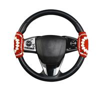 Crochet Steering Wheel Cover, Handmade Red Crochet Fabric Soft Knitted Car Accessories for Women, Cute Steering Wheel Decoration (Red)
