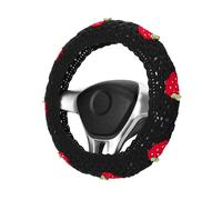 Crochet Steering Wheel Cover Set,Cute Car Boho 14-15in,Pink Strawberry Granny Square Pattern,Hippie Women Accessories Protect the steering wheel