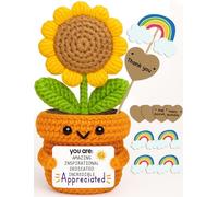 Crochet Sunflower Affirmation Doll - You are Amazing Inspirational Appreciated - Thank You Gift for Teacher, Mentor, Coworker, Recognition Decor for Retirement, Farewell, Christmas, Thanksgiving