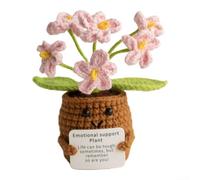 Crochet Sunflower Doll for Emotional For Support and Therapy with Soft Plush Material and Display Stand for Stress Relief (pink)