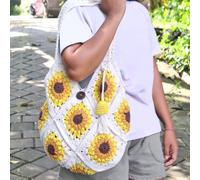 Crochet Sunflower Shoulder Tote Bag
