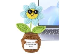 Crochet Sunflowers, Inspirational Doll, Cute Crochet Artificial Flowers for Home Desk Car Dashboard Decor Small Birthday Graduation Teacher Friend Appreciation