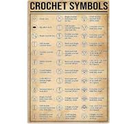 Crochet Symbols Chart Knowledge Metal Tin Signs Vintage Wall Decor Retro Posters Study Guide Plaques Knitting Room Studio Home Classroom Club School Office Cafe Store 8x12 Inches