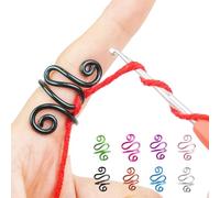 Crochet Tension Ring For Finger, Left & Right Handed Yarn Ring, Birthday Crochet Gifts For Crocheters, Knitters, Mother's Day Gifts For Mom, Grandma (Size 7-10, Black)