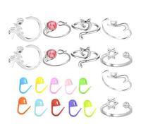 Crochet tension rings for crochet, crochet rings for crochet, 10 x adjustable yarn guide rings in animal design, crochet finger rings made of zinc alloy for mum, knitting wool crafts