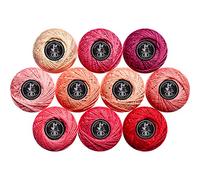 Crochet Thread 10 Balls Cardinal Size 8 for Crochet Hardanger Cross Stitch Needlepoint Hand Embroidery (Pink Series)