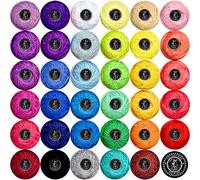 Crochet Thread Cotton Yarn Threads Balls 35 Balls Popular Rainbow Colors of Size 5 Crochet Thread 100% Long Staple Cotton Mercerized Cotton