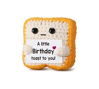 Crochet Toast Birthday Gift,Toast Gifts Cute,for Women,Handmade Funny Keepsake for Mom,Dad,Friends,Him,Her,Kids,Men Emotional Support with Wishes Card,Positive Fanny Home Office Desk Decoration