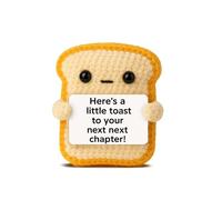Crochet Toast Gift - “Here’s a Little Toast to Your Next Chapter!” - Handmade Crochet, Cute Graduation Gift, New Job or Farewell Present, Soft Yarn Stuffed Crochet Keepsake for Friends & Coworkers
