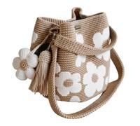 Crochet Tote Bag, Boho 3D Floral Knit Crossbody Shoulder Bag, Soft Texture, Not Easily Deformed For Beaches Travel And Vacations(White)