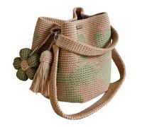 Crochet Tote Bag, Boho 3D Floral Knit Crossbody Shoulder Bag, Soft Texture, Not Easily Deformed For Beaches Travel And Vacations(Green)