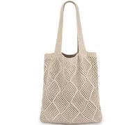 Crochet Tote Bag for Women - Aesthetic Boho Knit Beach Bag, Mesh Design for Summer Vacation