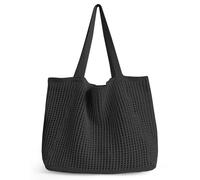 Crochet Tote Bag for Women - Aesthetic Boho Knit Beach Bag, Mesh Design for Summer Vacation