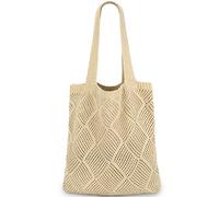 Crochet Tote Bag for Women - Aesthetic Boho Knit Beach Bag, Mesh Design for Summer Vacation