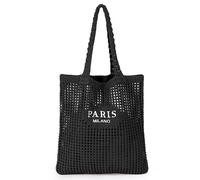 Crochet Tote Bag For Women, Crochet Mesh Beach Tote Bag Summer Vacation Aesthetic Boho Knit Bag for Women, G/Black