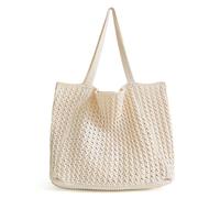 Crochet Tote Bag for Women, Mesh Beach Bag, Summer Aesthetic Boho Knit Tote for Vacation